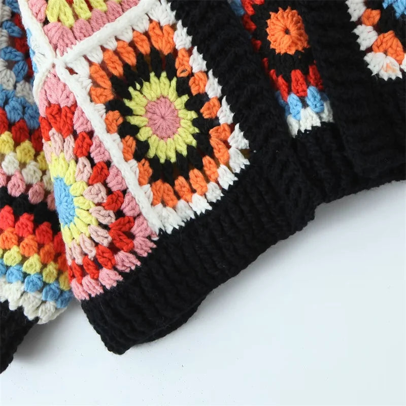 Gam Gam Granny Squares Knit Buttonless Cardigans