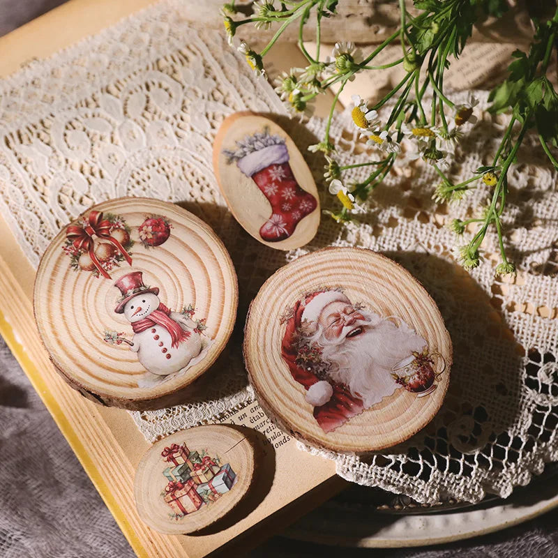 Vintage Christmas Snowman RUB ON Transfer Stickers Junk Journal Mushroom DIY Scrapbooking Craft