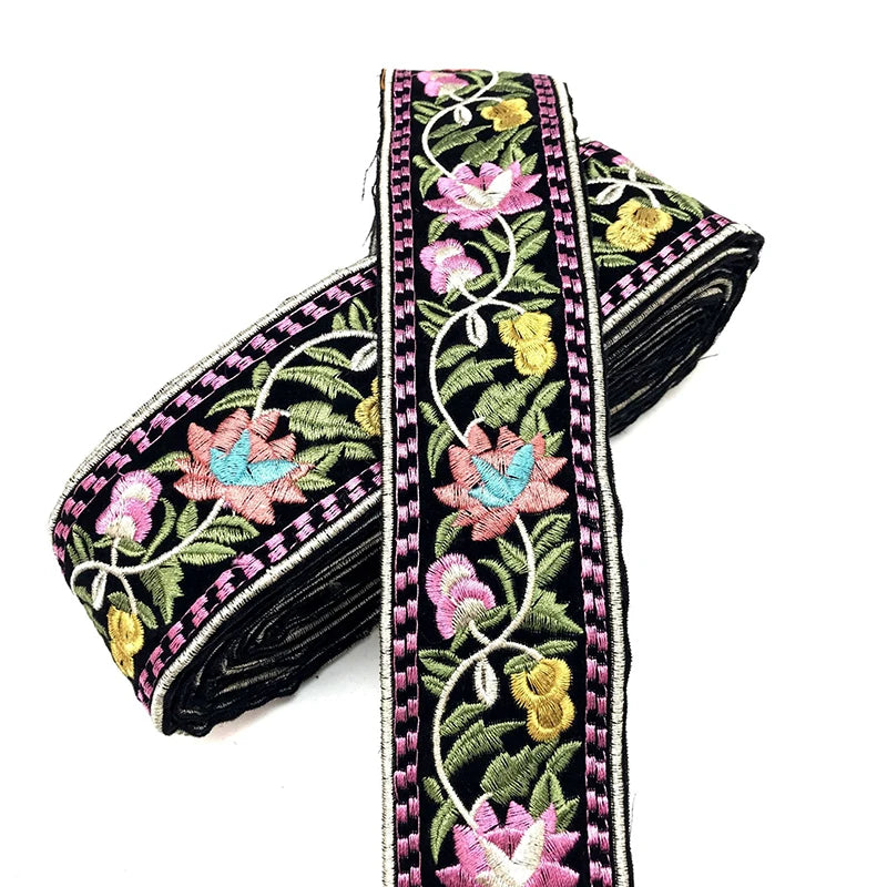 1 Yards Embroidered Rose Lace Trim Jacquard Ribbon DIY Craft Making Sewing Supplies