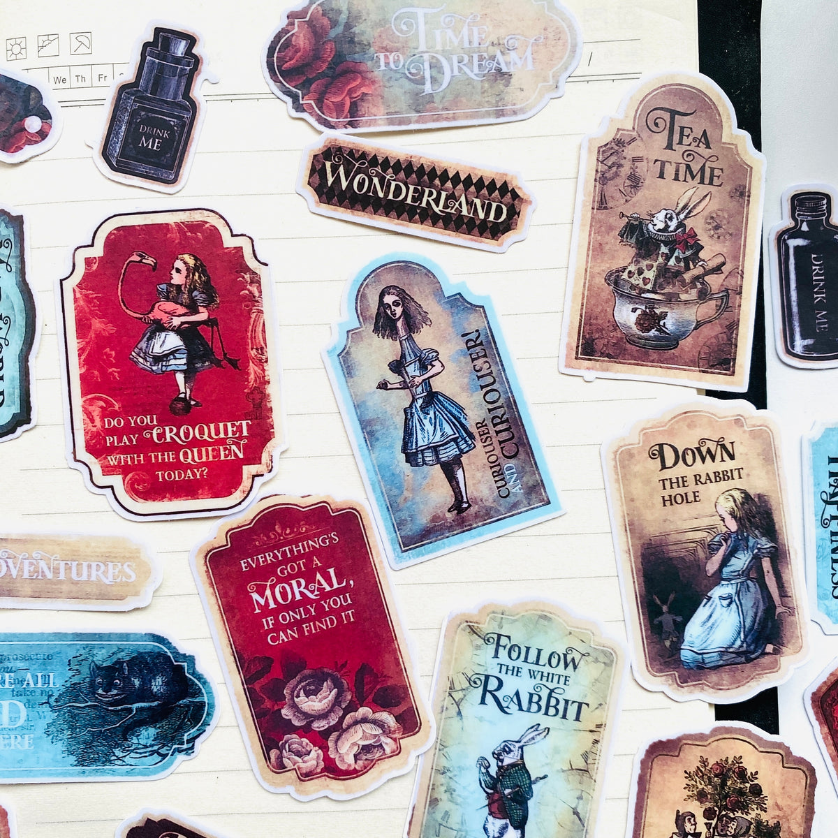 Vintage Alice In Wonderland Theme Scrapbooking Stickers