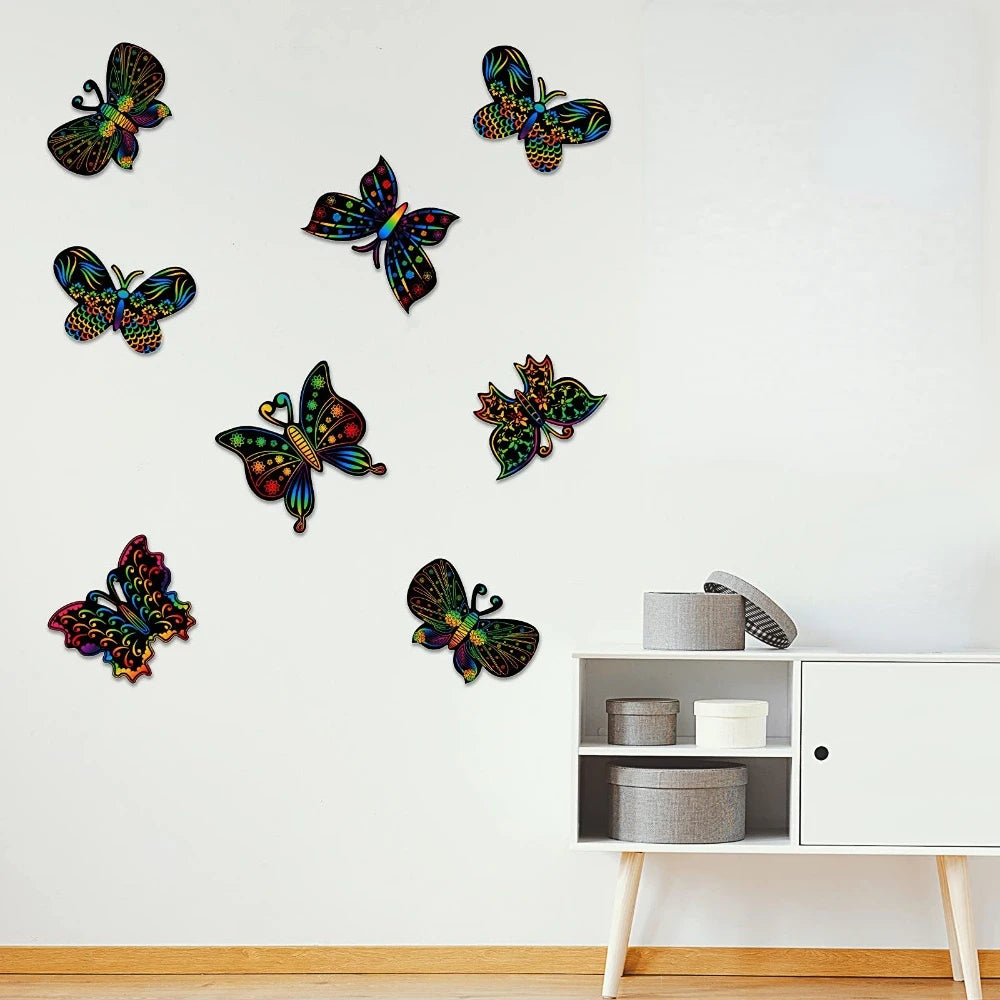 Set of 12 Magic Scratch Art Butterfly Scratch Drawing Cards