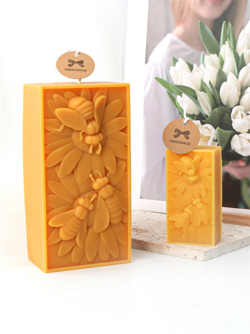 Bee Flower Silicone Mould DIY Soap Resin Baking Plaster Candle Making Moulds