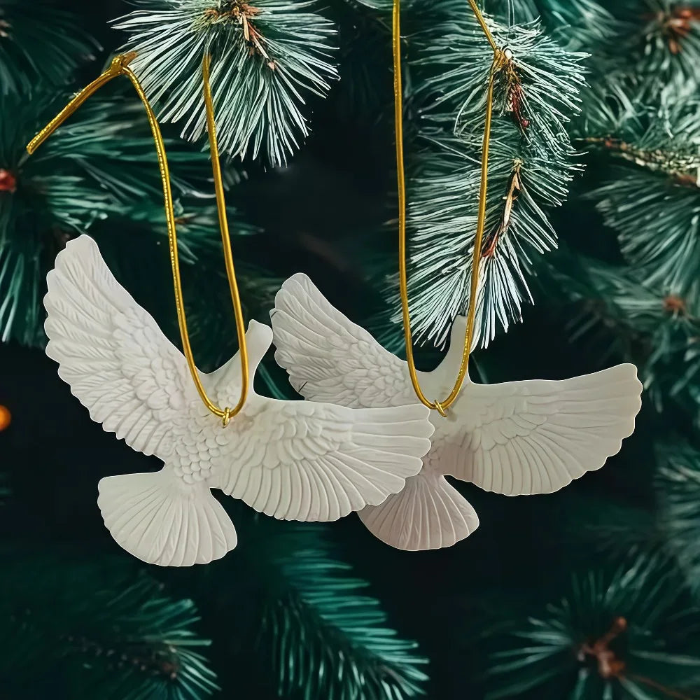 Christmas Peace Doves Tree Ornaments