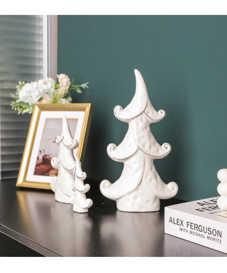 Nordic Style Ceramic Tree Figurines Christmas Decorations
