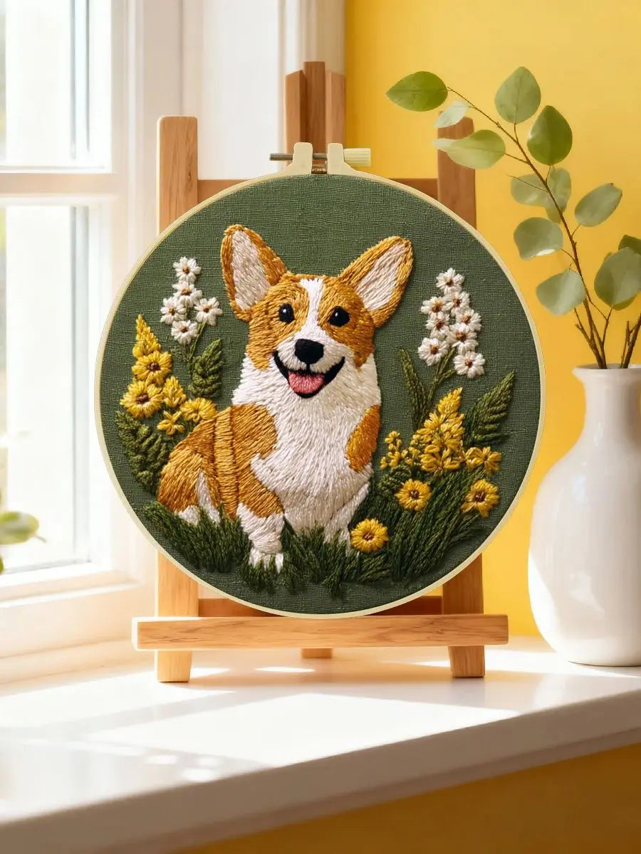 Corgi Dog DIY Embroidery Kit for Beginners