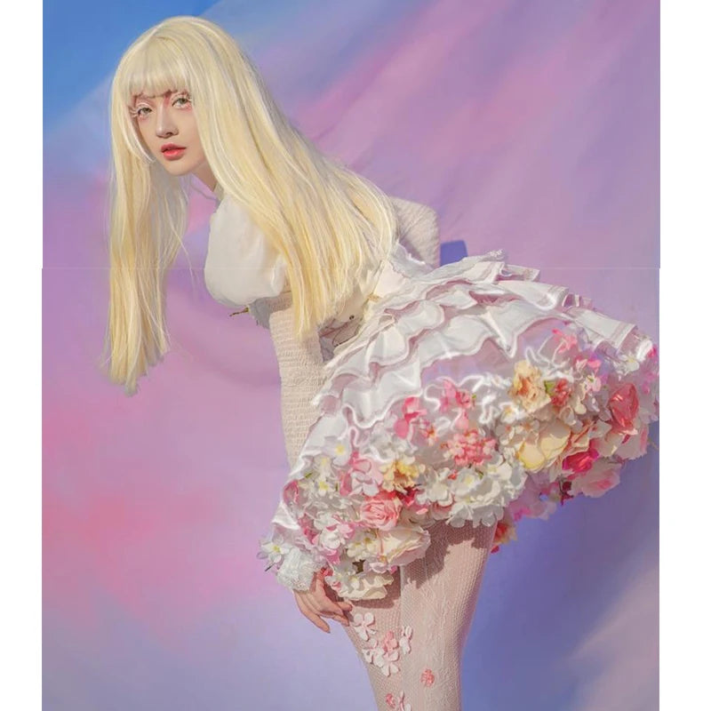 Handmade Flower Bomb Lolita Petticoat Skirt