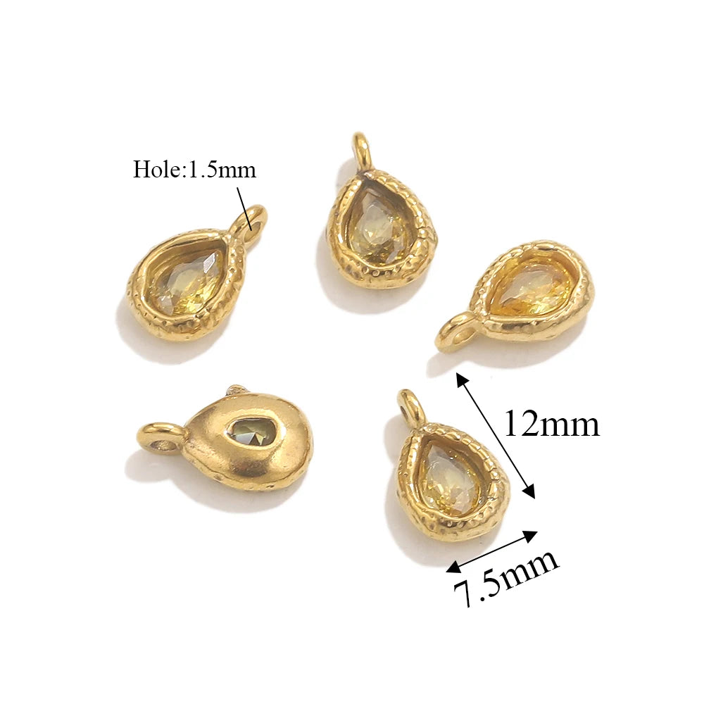 5pcs Stainless Steel Drop Crystal Charms For Jewellery Making DIY Earrings Bracelet