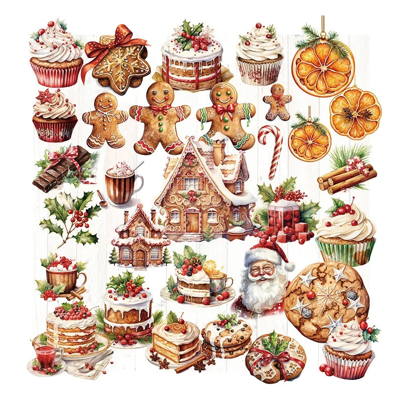 Vintage Christmas RUB ON Transfer Sticker Pack Junk Journal DIY Scrapbooking