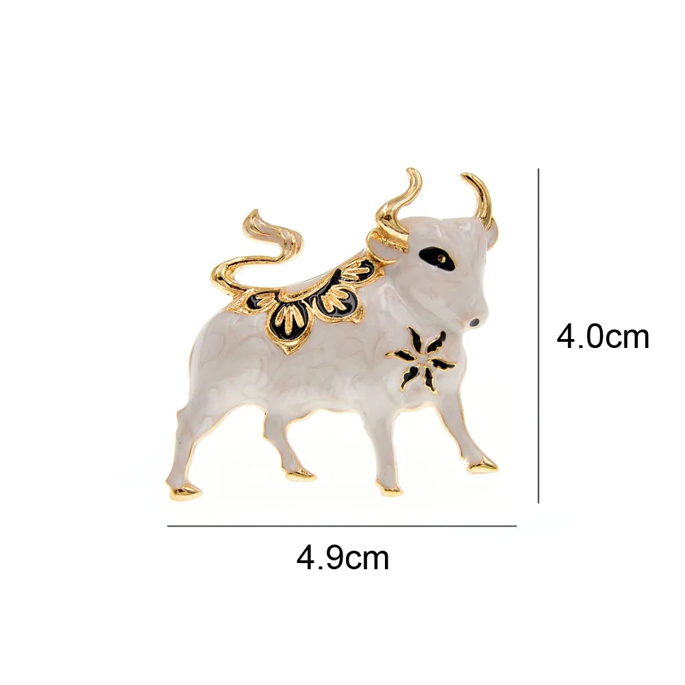 Enamel Bull Brooch