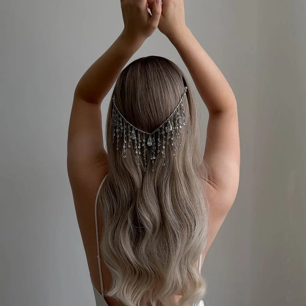 Cascading Waterfall Design Sparkling Bridal Hair Accessory