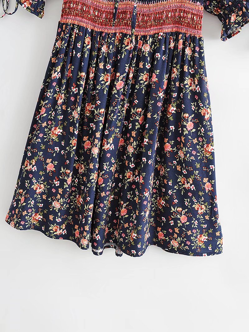 Anahita Bohemian Floral Shirred Dress