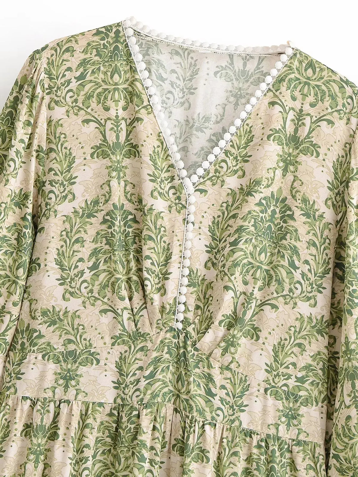 Teresa's Green Floral Long Sleeve Midi Dress