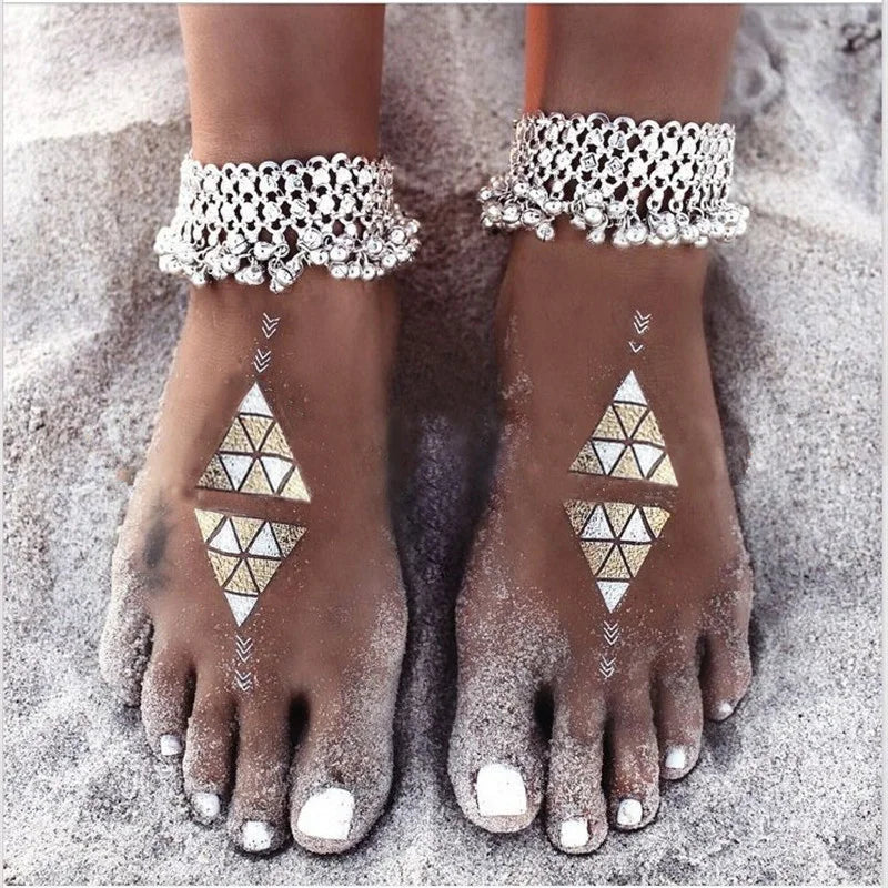 A Pair of Silver Bells Anklet Foot Jewellery