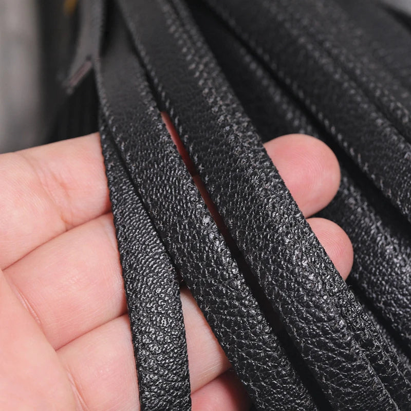 1/2/5/10M Faux Leather Rope 10mm wide Leaf Embossed Flat Ribbon DIY Craft