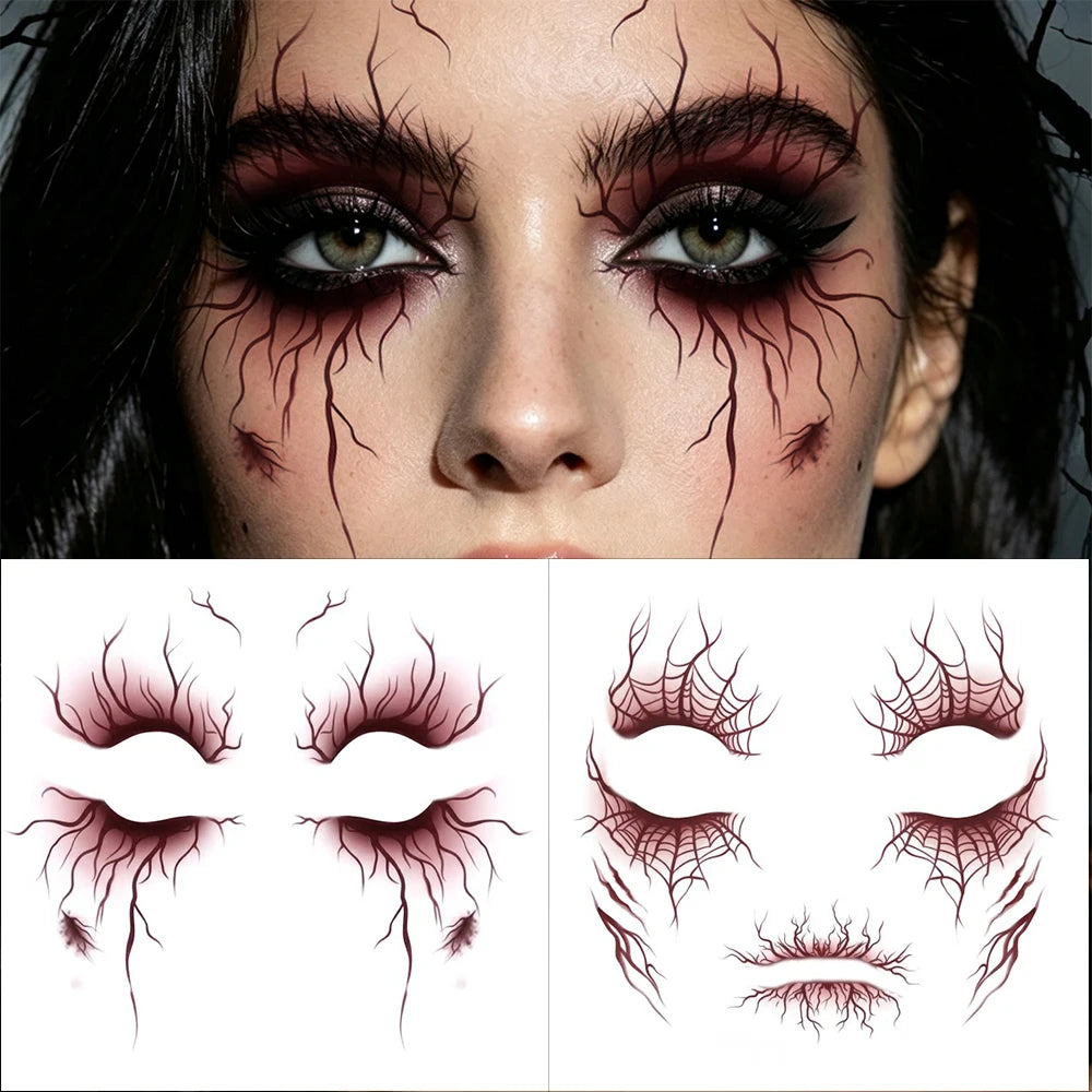 2pcs Vein Design Temporary Tattoo for Halloween Party Body Art Waterproof Face Makeup