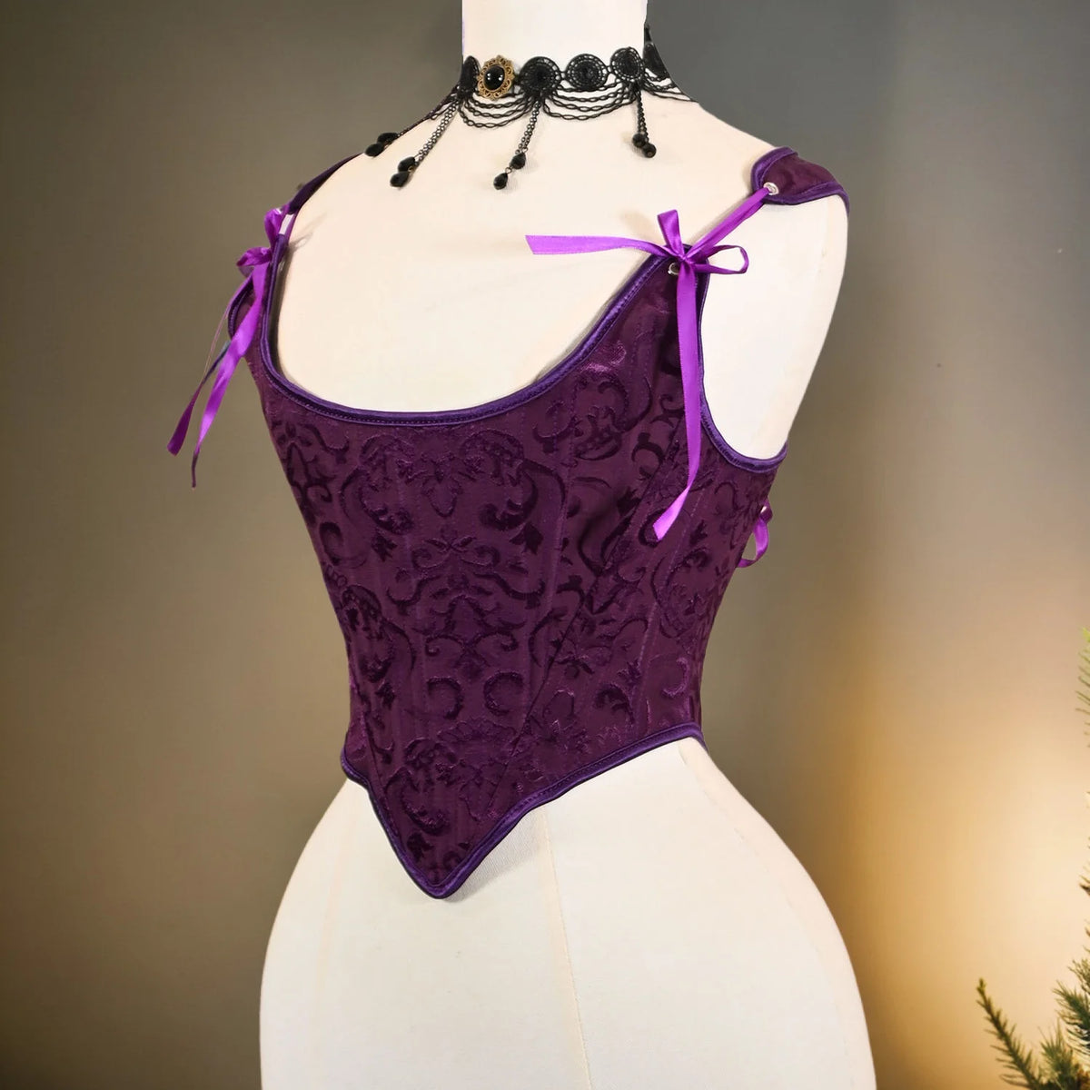 Jacquard Corset Bustier Overbust Boned