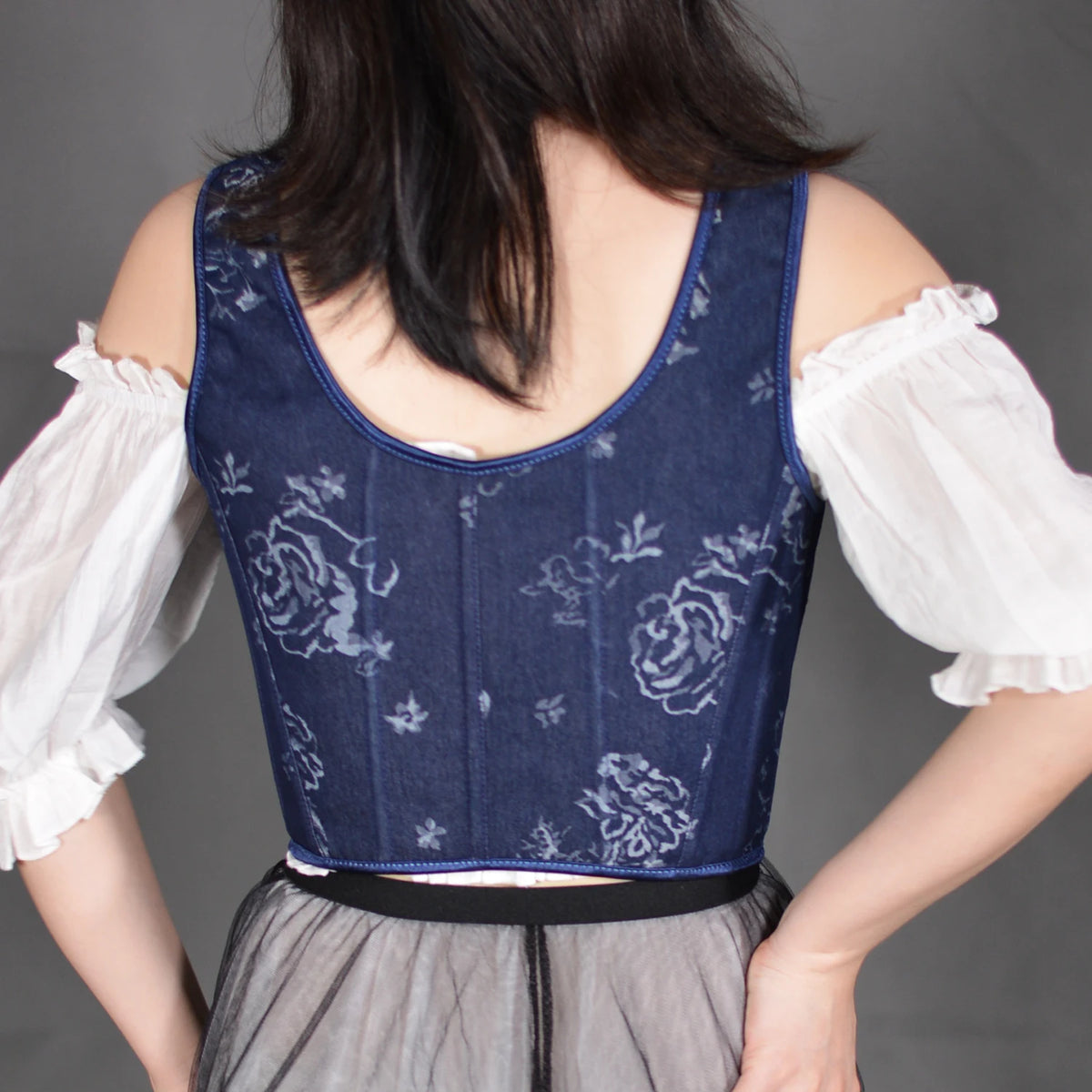 Blue Rose French Renaissance Corset Tops Lace-up Overbust Corset