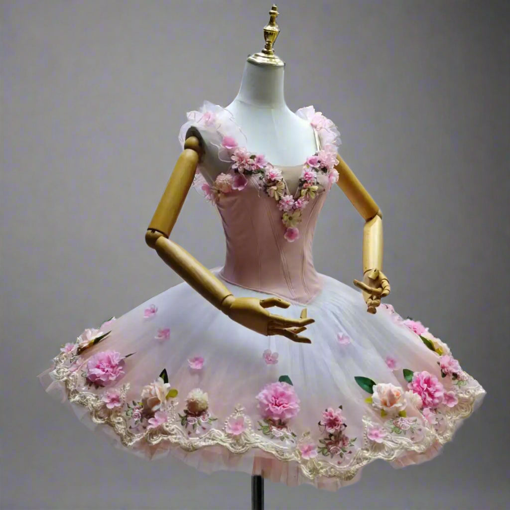 Spring Roses Custom Made High-end Professional Pancake Tutu Dress