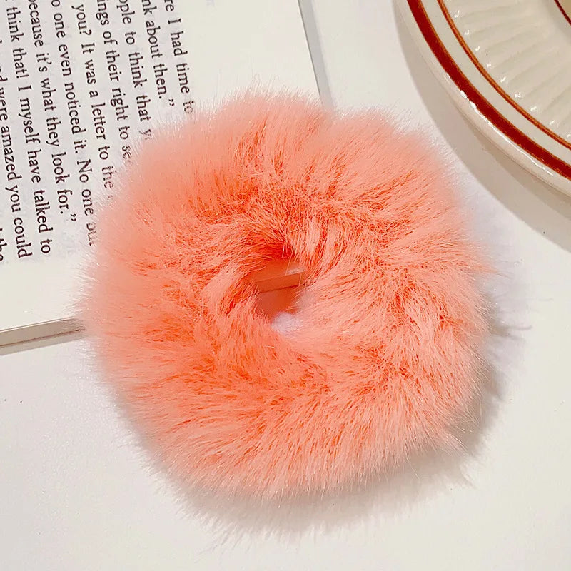 Dopamine Colour Fluffy Scrunchie Hair Bands Ponytail Holder Hair Accessories