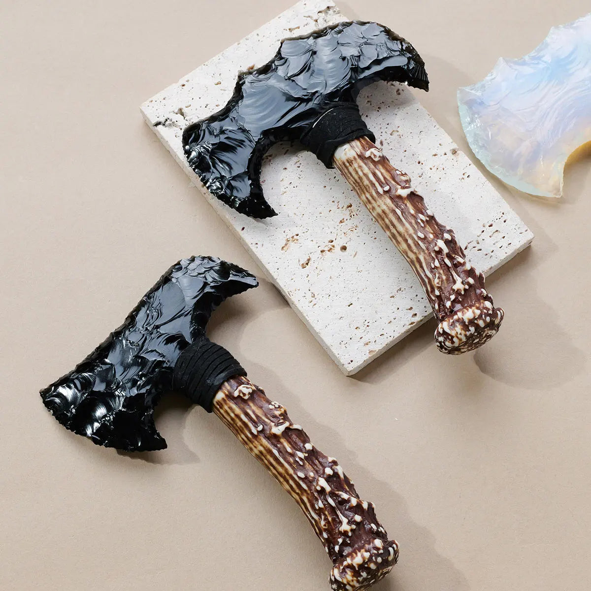 1PC Crystal Opal Axe Natural Stone Model Knife Polished Unbladed Decor