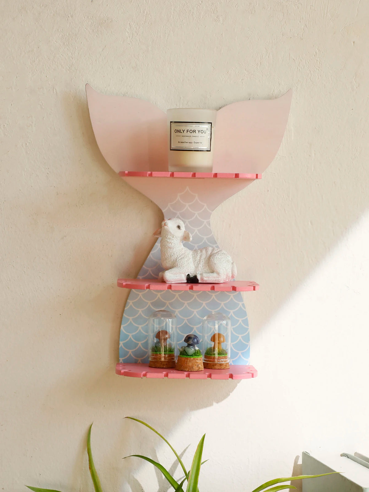 3 Tier Mermaid Tail Wall Floating Wall Shelf Jewellery Hair Accessories Display Shelves