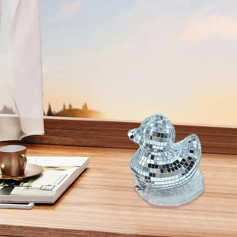 Silver Duck Mirror Ball Decoration