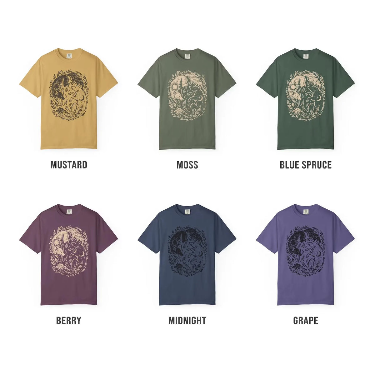 Fox Yin Yang Sun Moon T-shirt Mystical Animal Naturecore Tee Dark Academia