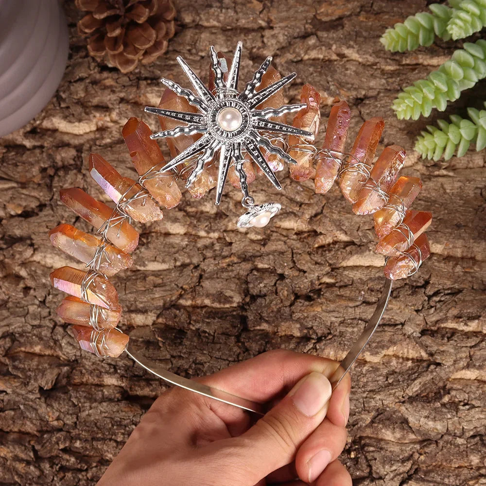 The Sun Goddess Raw Crystal Crown
