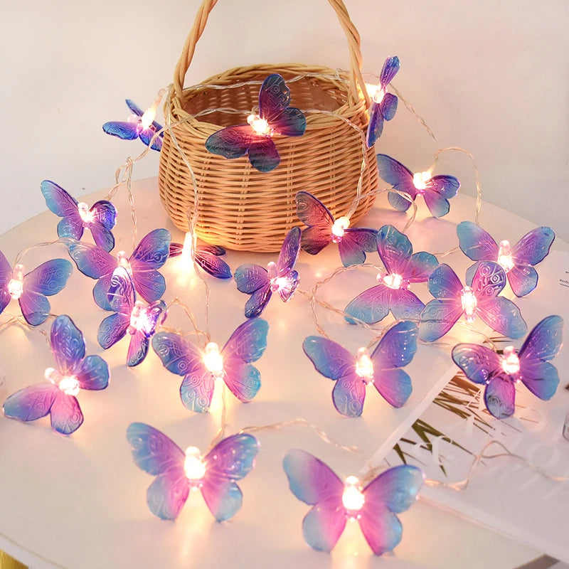 1.5M 10LED Butterfly Lights String Battery Outdoor Fairy Night Lamp Garland Party Decoration