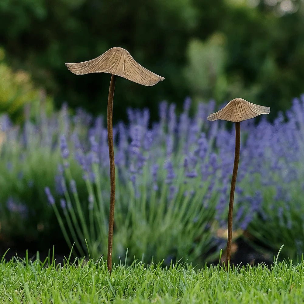 Garden Metal Rusty Mushroom Stakes