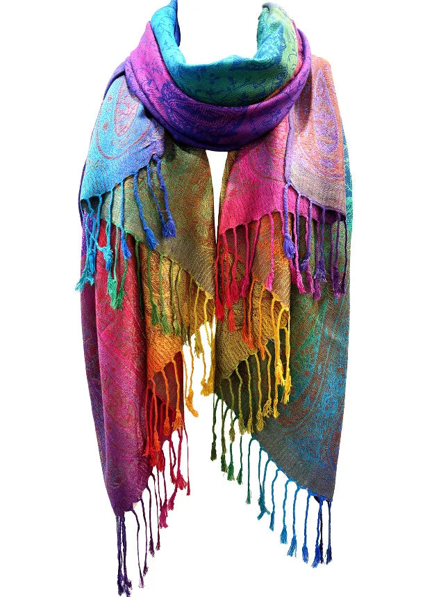 Rainbow Pashmina Scarfs Large Soft Warm Shawl Wrap