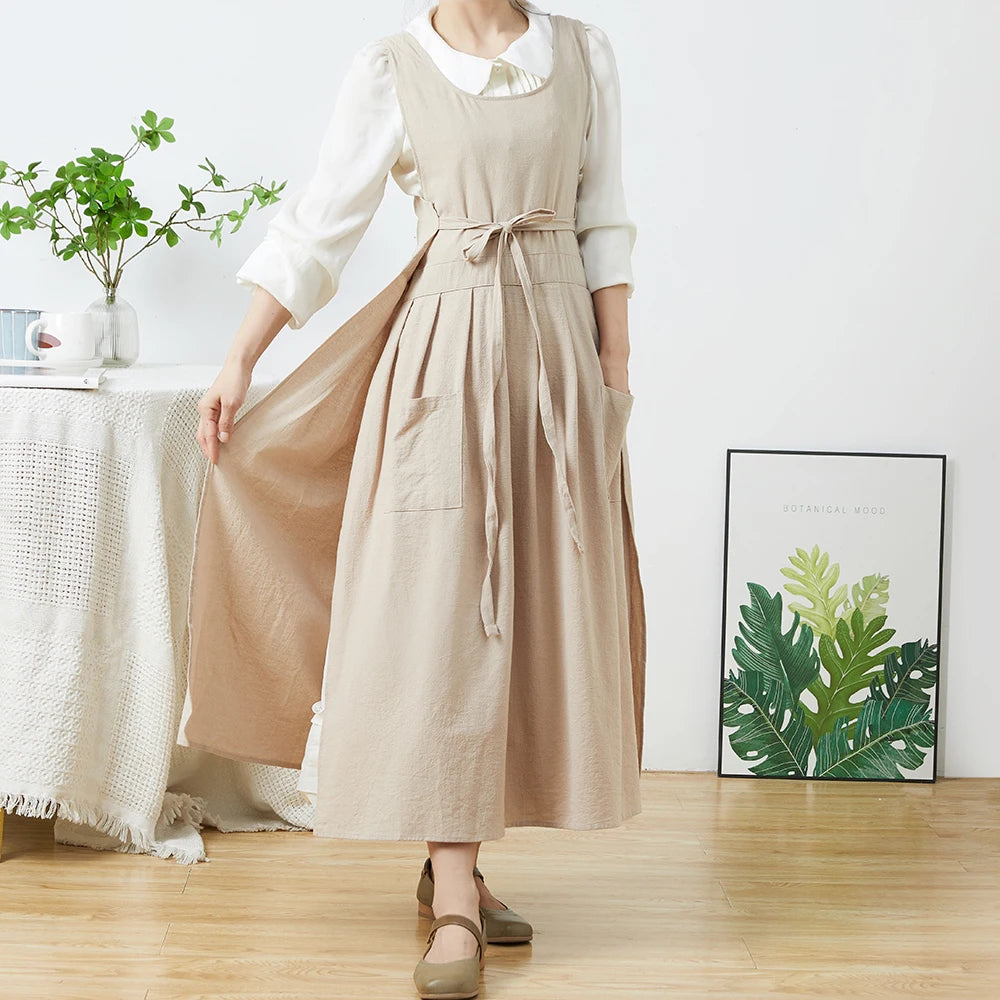 Martha's Washed Cotton Aprons Florist Gardening Coffee Shops Kitchen Pinafore Aprons