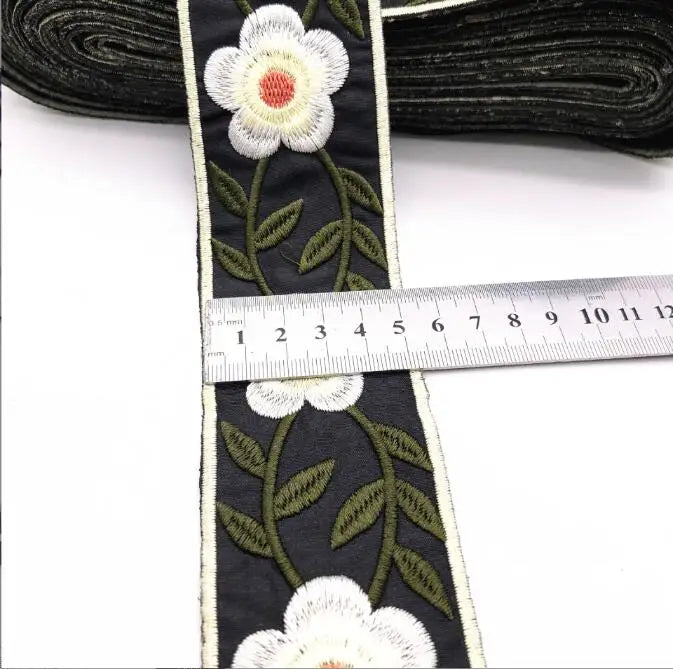 1 Yards Embroidered Rose Lace Trim Jacquard Ribbon DIY Craft Making Sewing Supplies