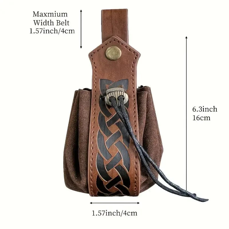 5Pcs/Set Medieval Faux Leather Belt Waist Bag Renaissance Steampunk Cosplay Accessories Set 