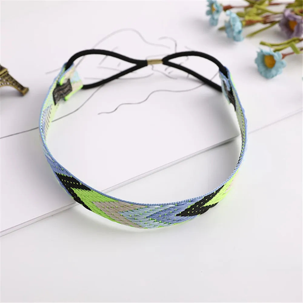 Boho Colourful Braided Headbands Vintage Non Slip Elastic Hairband Hair Accessories