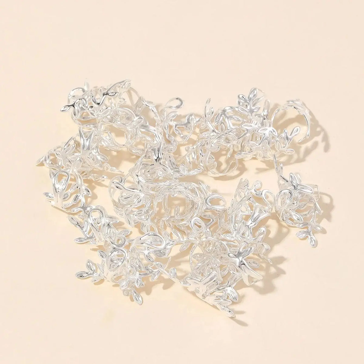 Set of 40pcs Leaf Metal Braid Ring Clips Dread Lock Metal Cuffs Hair Jewellery