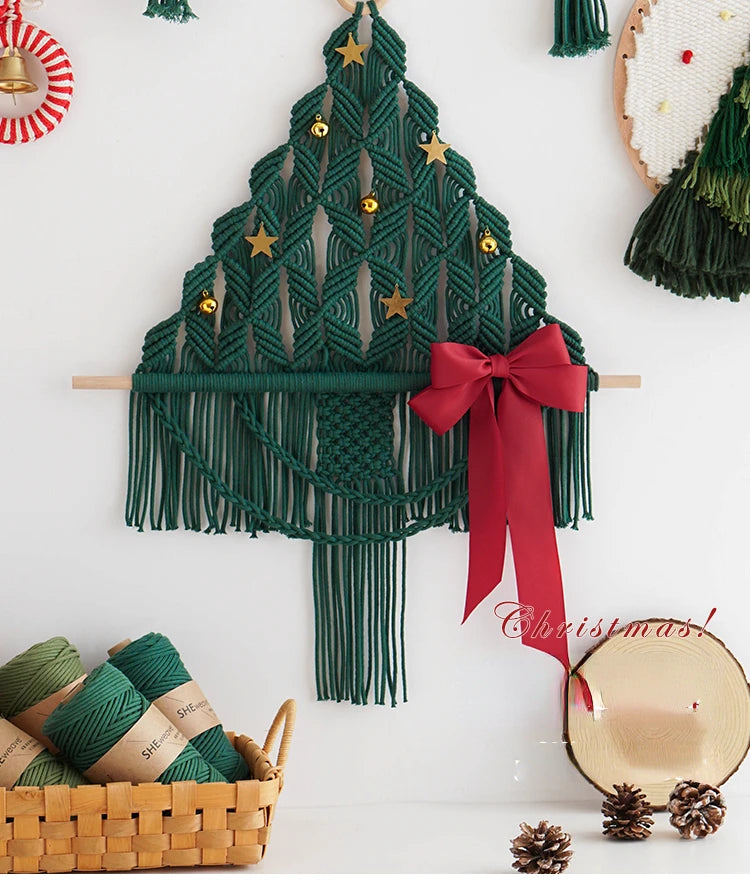 Mimi's Macrame Christmas Tree Wall Hanging Handmade Boho Decoration