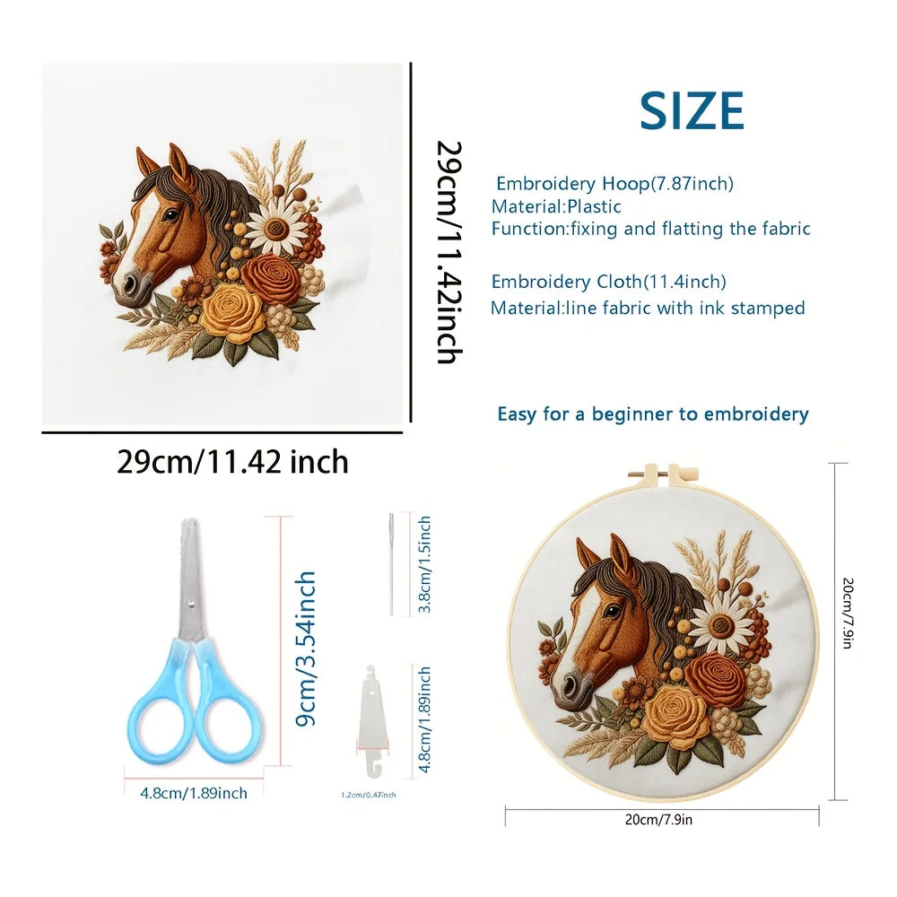 Horse DIY Embroidery Kit for Beginners