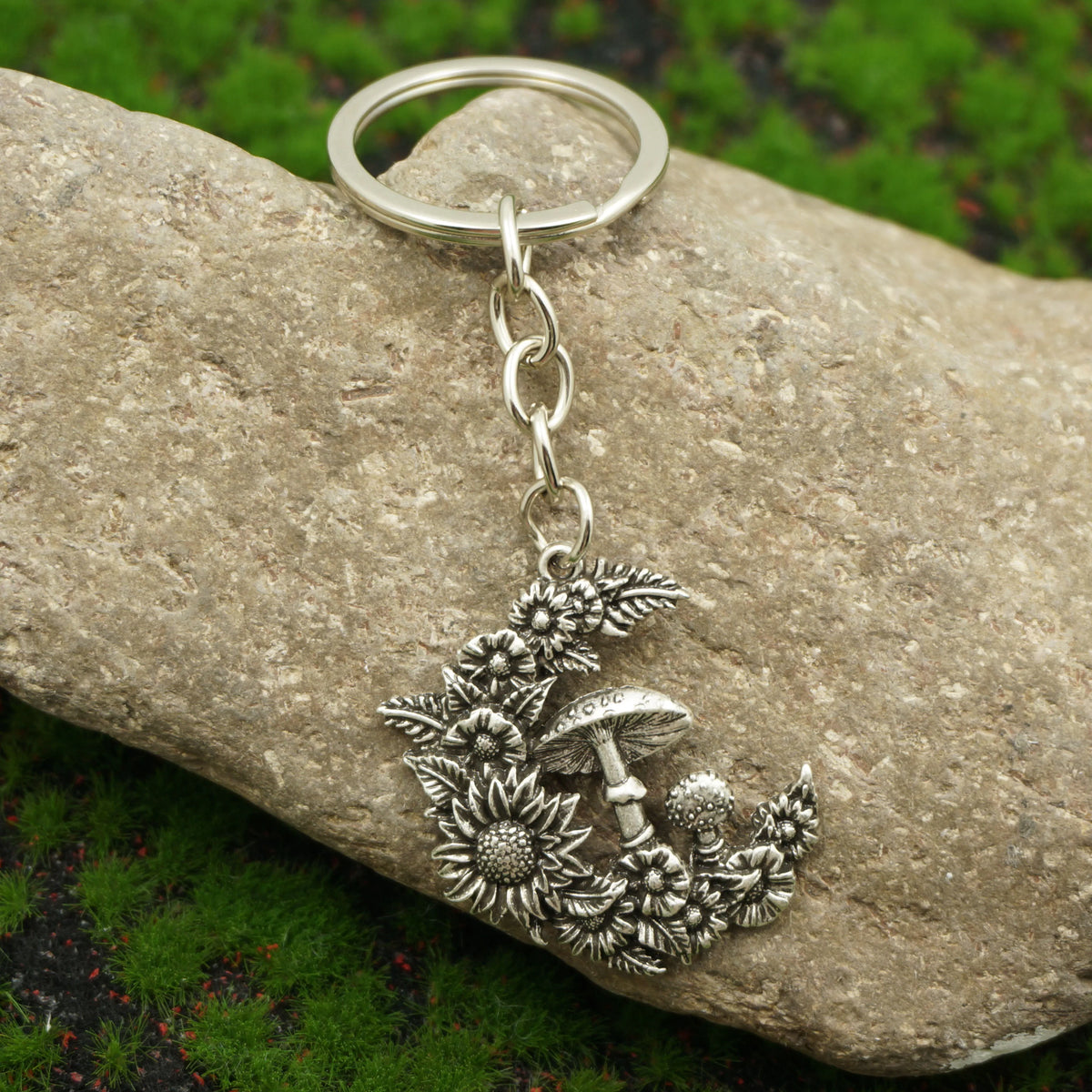 Sunflower Mushroom Witch's Garden Keyring
