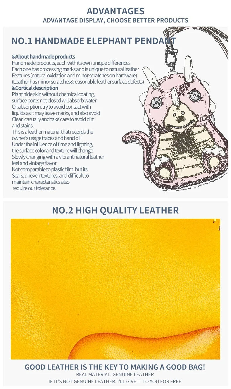 Genuine Leather Cute Coin Purses Handmade Animal Mini Cases