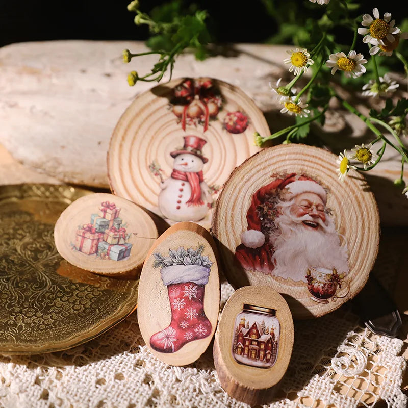 Vintage Christmas Snowman RUB ON Transfer Stickers Junk Journal Mushroom DIY Scrapbooking Craft