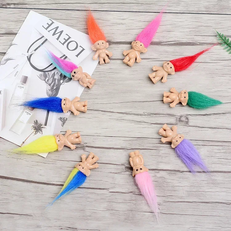 Set of Ten Mini Trolls Dolls Retro Toy Collection Gifts for Kids