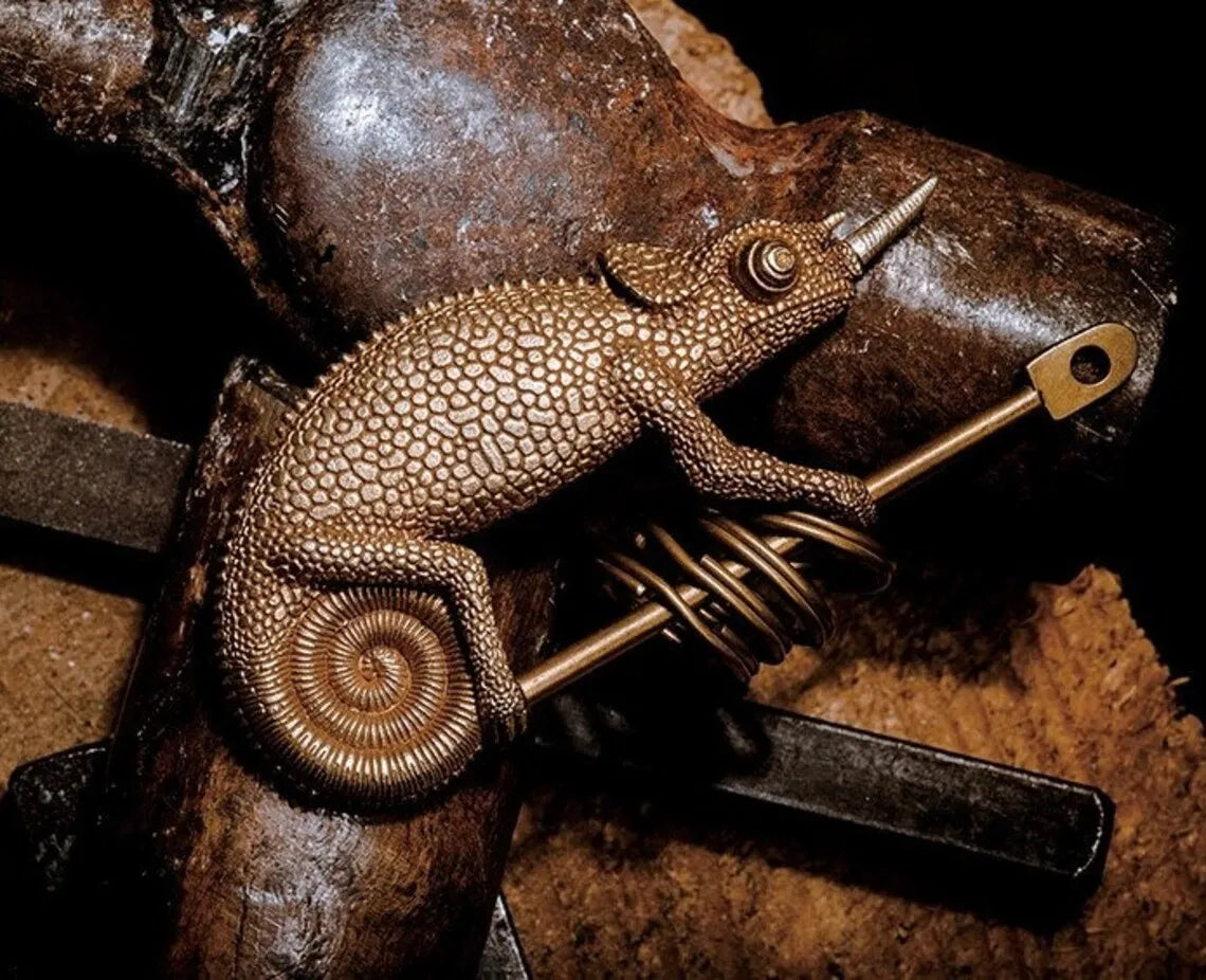 Brass Jackson's Chameleon Keychain
