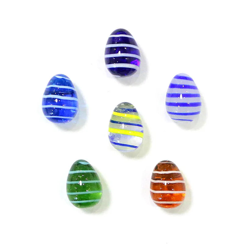 Six Mini Murano Glass Easter Eggs Handmade Oval Glass Decor