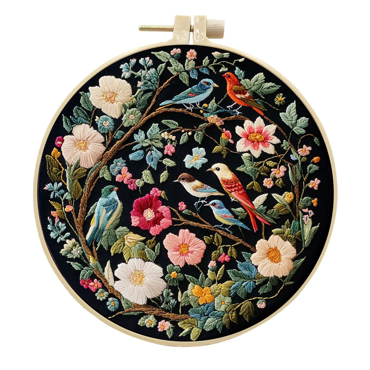 Spring Garden Embroidery Kit with Flower And Bird Pattern DIY Crafts