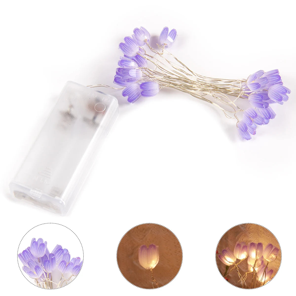 2m 20LED Tulip Flowers String Lights Fairy Twinkle Hanging LED String Lamp