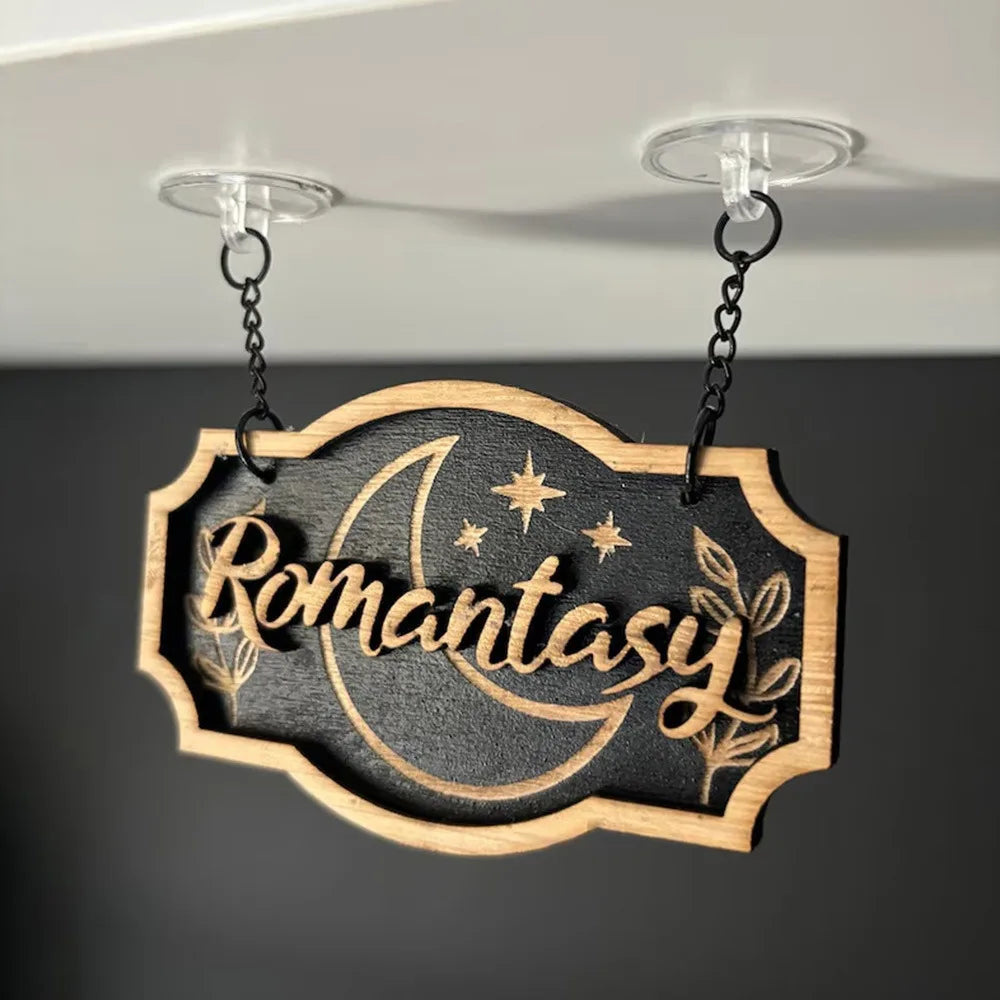 Wooden Bookshelf Signs Library Decor