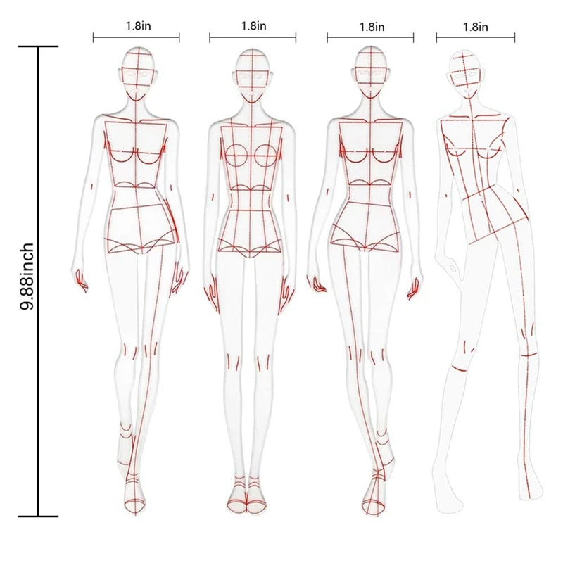 Fashion Illustration Rulers Sketching Templates Patterns Design Tool