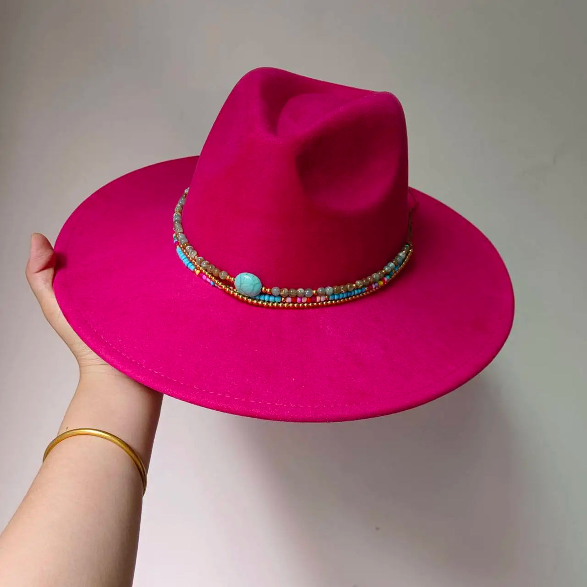 Faux Suede 10cm Wide Brim Fedora Hats