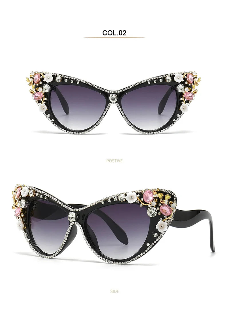 Katy's Crystal Rhinestone Cat Eye Sunglasses Funglasses UV400